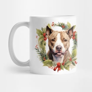 Christmas Pitbull Dog Wreath Mug